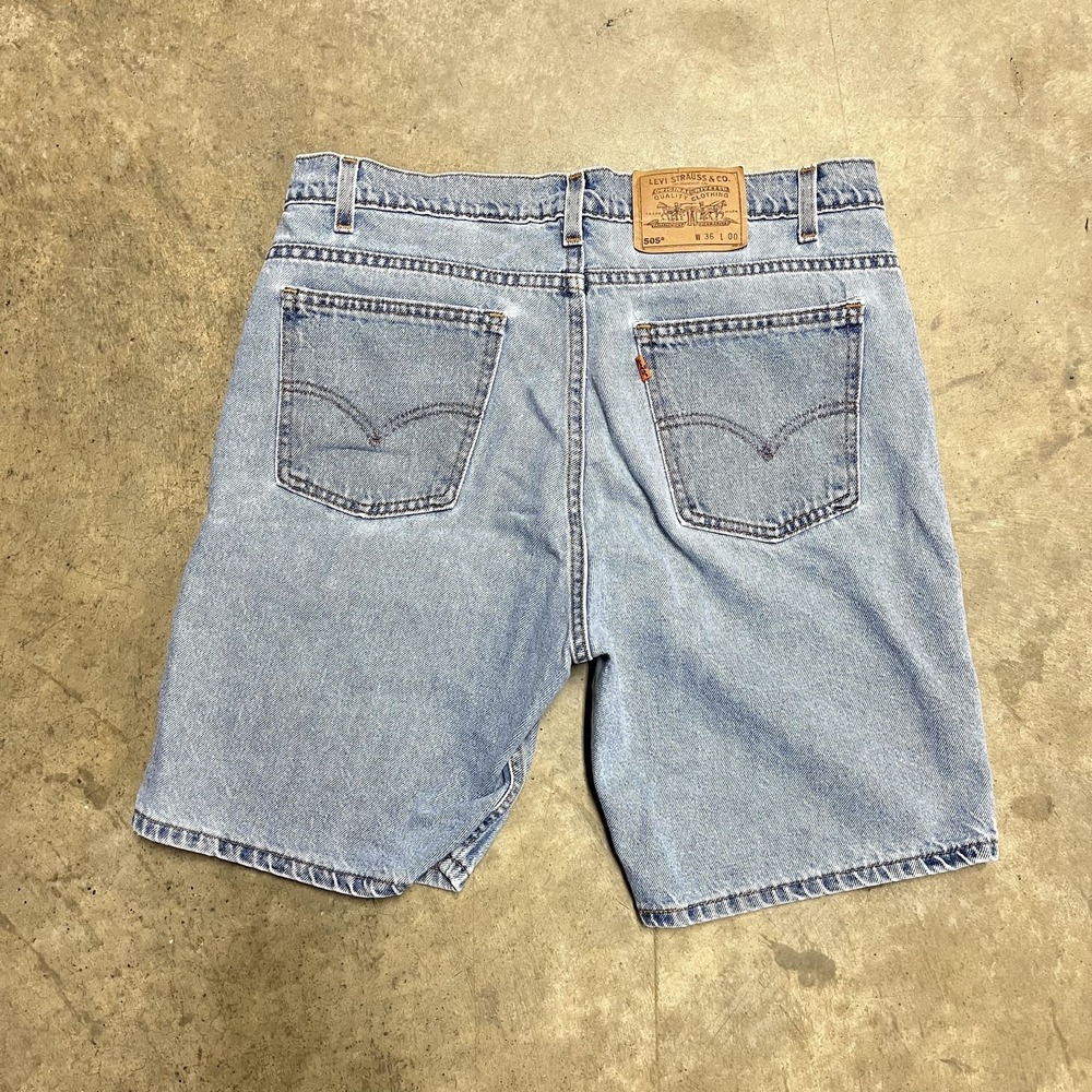 Vintage Levis Shorts Orange Tab Mens‎ 36 Light Wash 505 Denim Jorts USA 90s